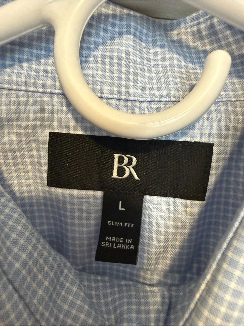 Banana Republic | Slim Wrinkle-Resistant Dress Shirt - Large L - Blue Gingham